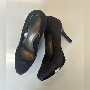 Ann Taylor Brown Suede with Tortoise Patent Heels